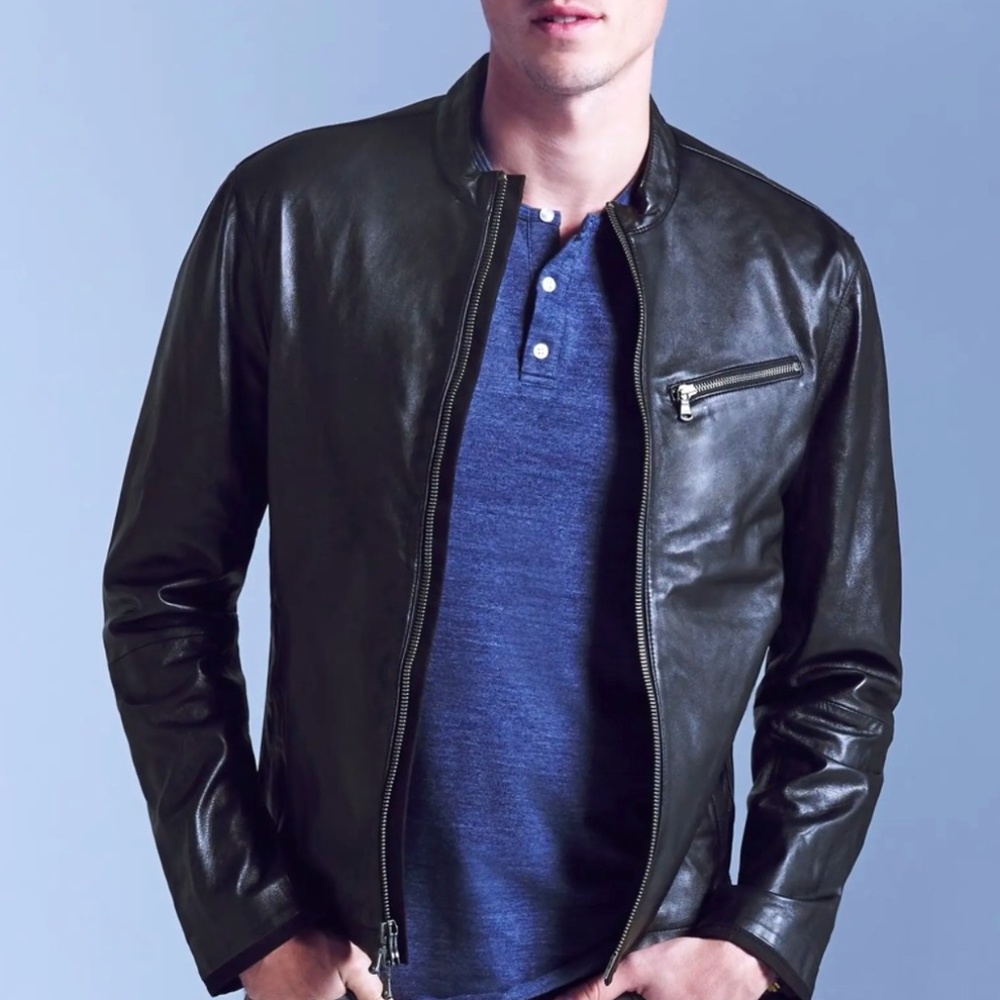 John Varvatos Star USA Leather Moto Jacket Large